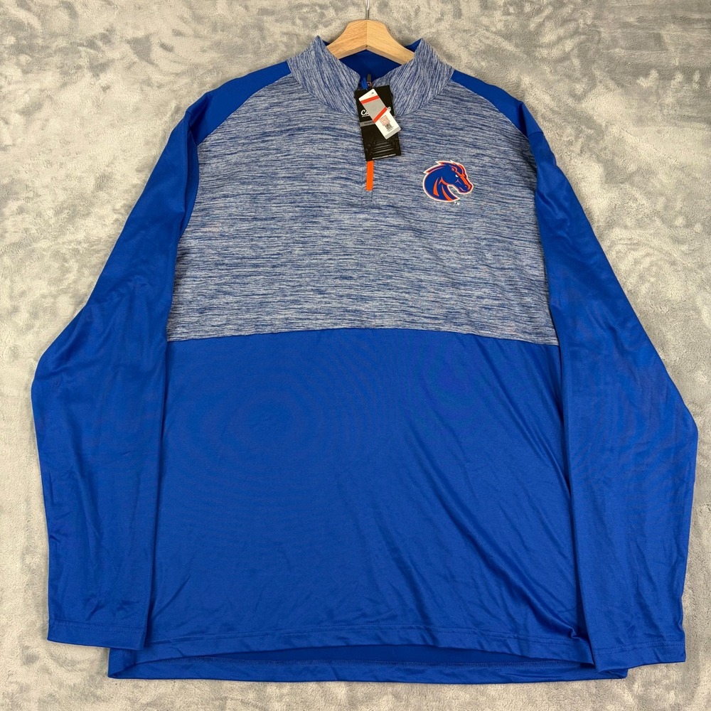 Boise State Broncos Mens Large Quarter-Zip Long Sleeve Pullover Blue NWT